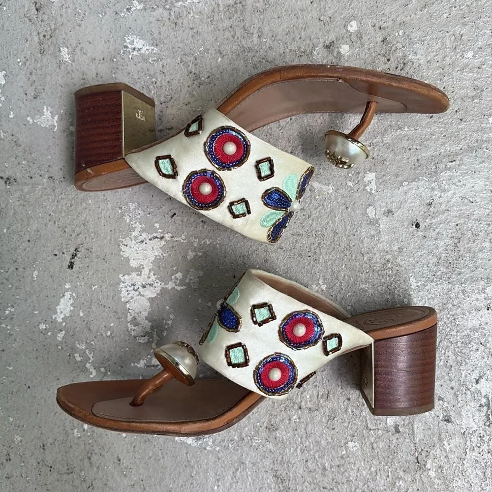 Tory Burch embellished satin kitten heels